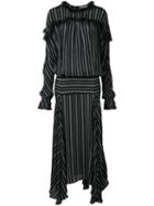 Preen By Thornton Bregazzi Long Striped Panel Dress, Women's, Size: Small, Black, Viscose
