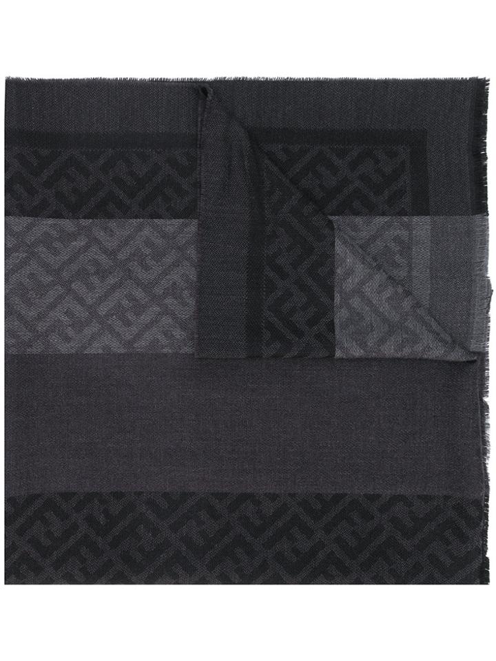 Fendi Jacquard Logo Print Scarf - Black
