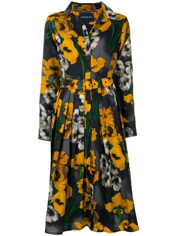 Samantha Sung Floral Shirt Dress - Black