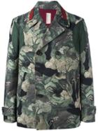 Antonio Marras Floral Print Biker Jacket, Size: 48, Green, Cotton