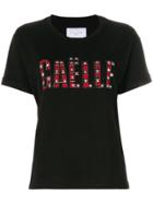 Gaelle Bonheur Plaid And Stud Appliqué T-shirt - Black