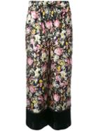 Cropped Wide Leg Floral Pants - Women - Silk - 4, Black, Silk, 3.1 Phillip Lim