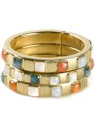 Vaubel Square Stone Triple Bangle - Multicolour