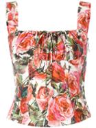 Dolce & Gabbana Rose-print Bodice, Women's, Size: 42, Red, Cotton