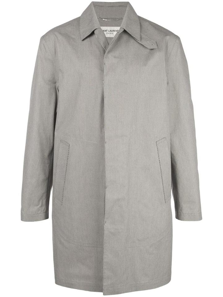Saint Laurent Micro Check Print Trench - Black
