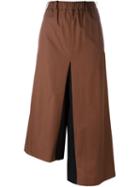 Lucio Vanotti Asymmetric Wide Leg Cropped Trousers, Women's, Size: 2, Brown, Cotton