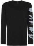 Stone Island Shadow Project Logo Print Long Sleeve T Shirt - Black