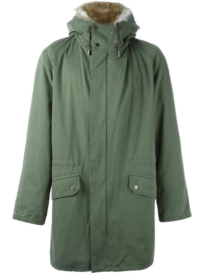 Yves Salomon Homme Fur Trim Parka, Men's, Size: 50, Green, Cotton/rabbit Fur/coyote Fur