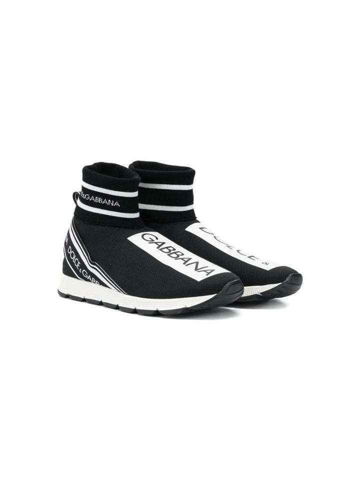 Dolce & Gabbana Kids Logo Print Hi-top Sneakers - Black