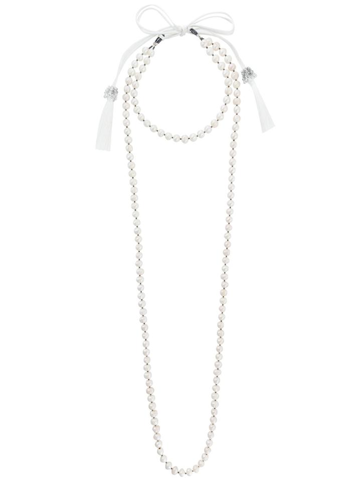 Night Market Faux Pearl Layered Necklace - White