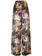 Erdem Bertie Floral Velvet Wide Leg Trousers - Multicolour