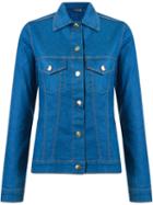 Amapô Classic Polo Collar Denim Jacket, Women's, Size: Medium, Blue, Cotton/polyester/spandex/elastane