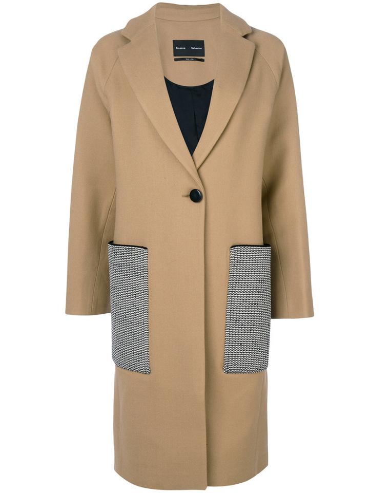 Proenza Schouler - Statement Pocket Oversized Coat - Women - Polyamide/polyester/viscose/virgin Wool - 4, Brown, Polyamide/polyester/viscose/virgin Wool
