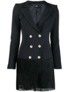 Elisabetta Franchi Fringed Blazer Dress - Black