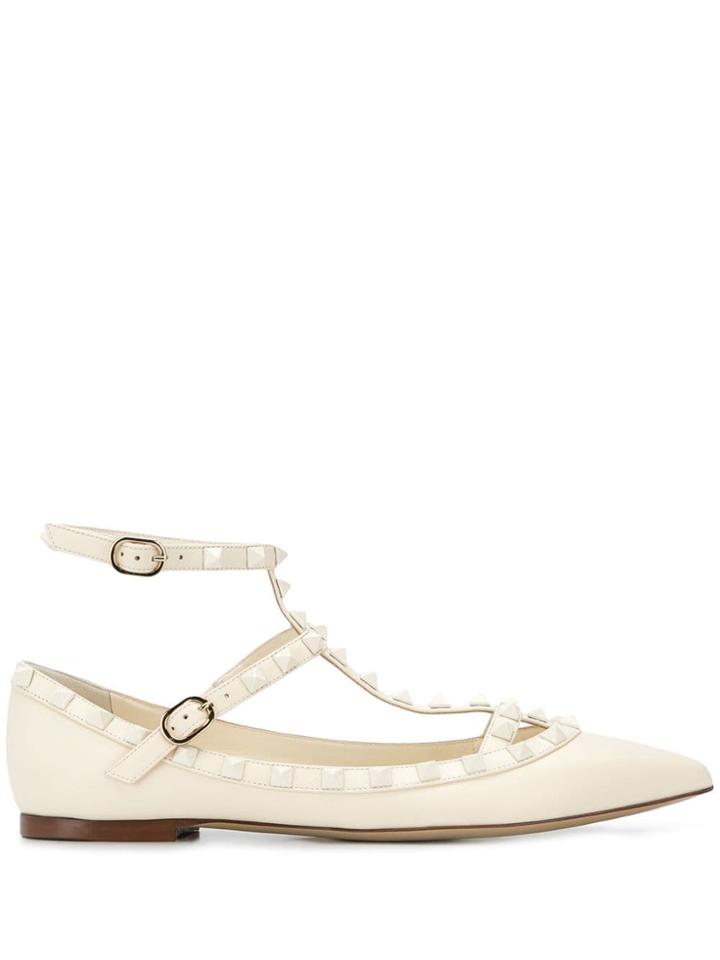 Valentino Valentino Garavani Rockstud Ballerina Flats - Neutrals