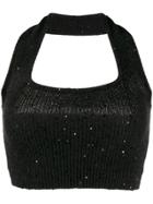 Brunello Cucinelli Sequin Detail Cropped Top - Black
