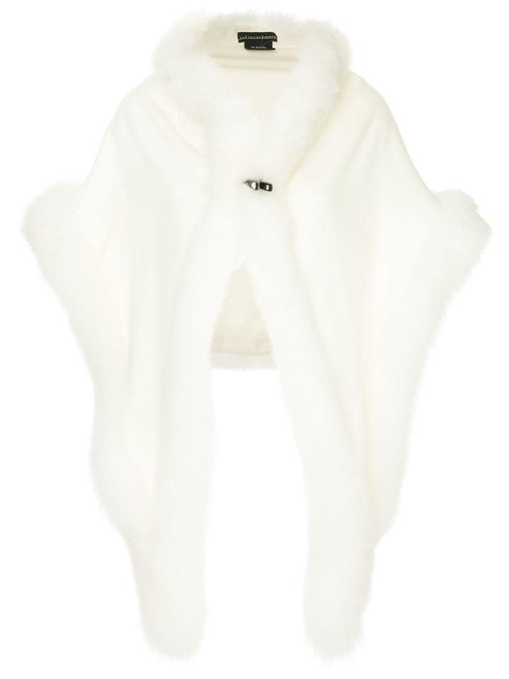 Sofia Cashmere Fur Trimmed Shawl - White