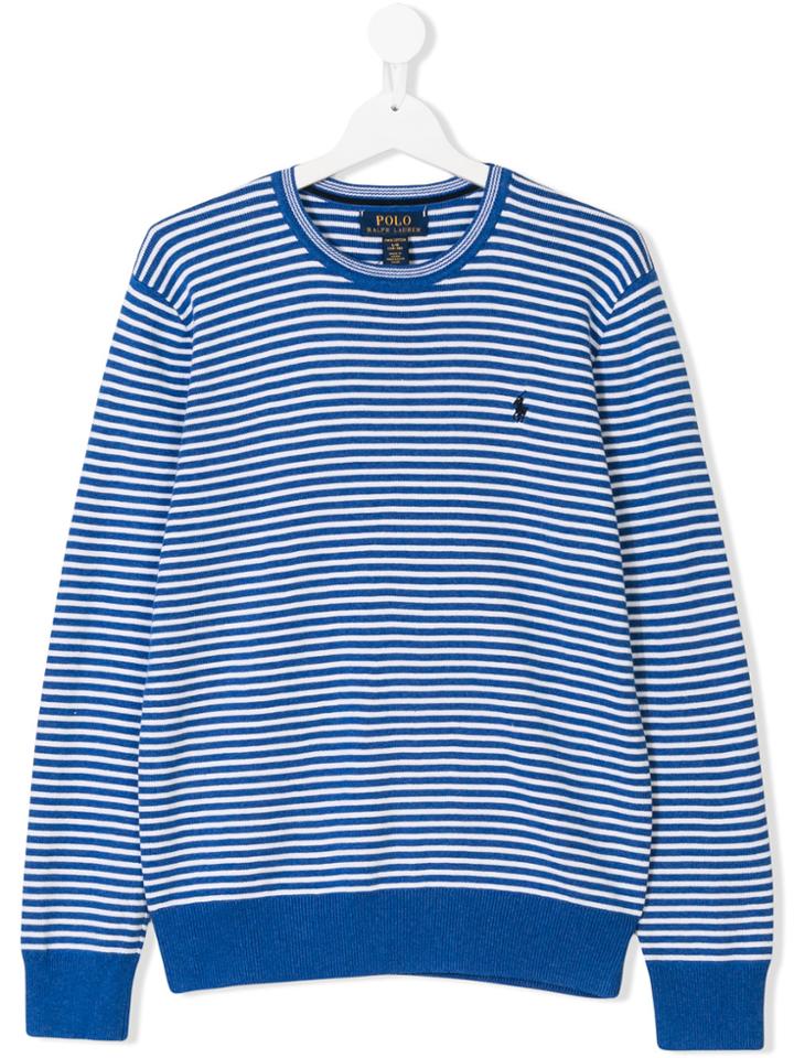 Ralph Lauren Kids Teen Striped Crew-neck Jumper - Blue