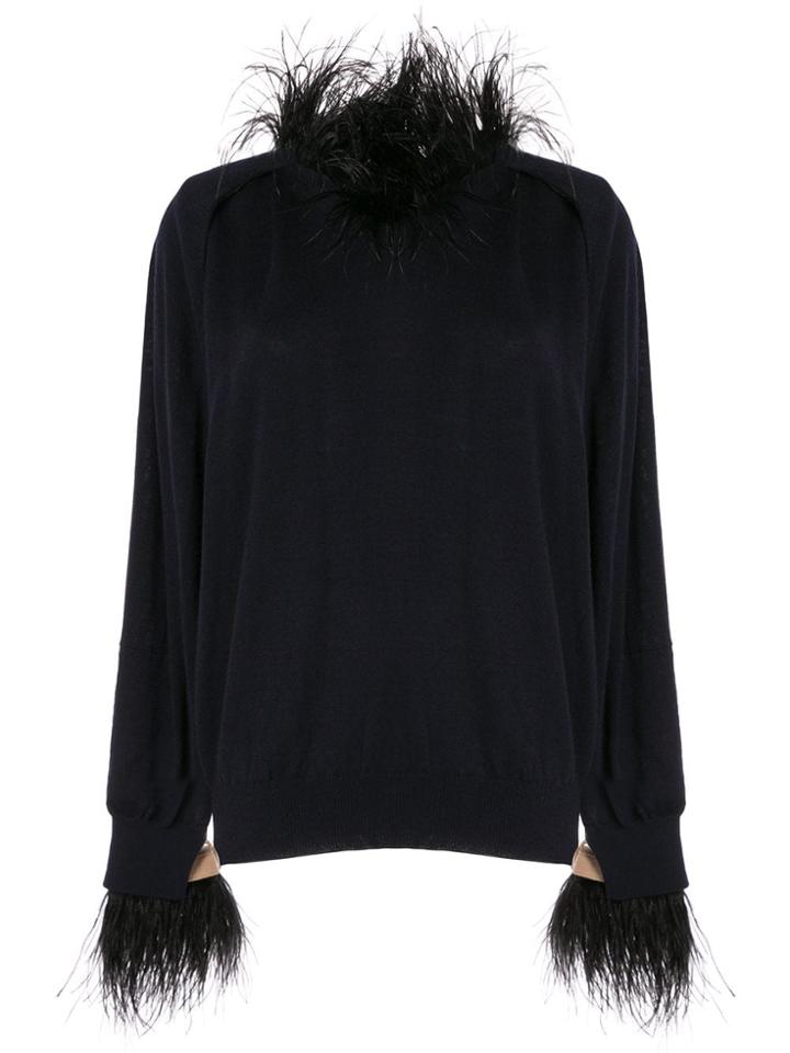 Toga Oversized Feather Trimmed Sweater - 13