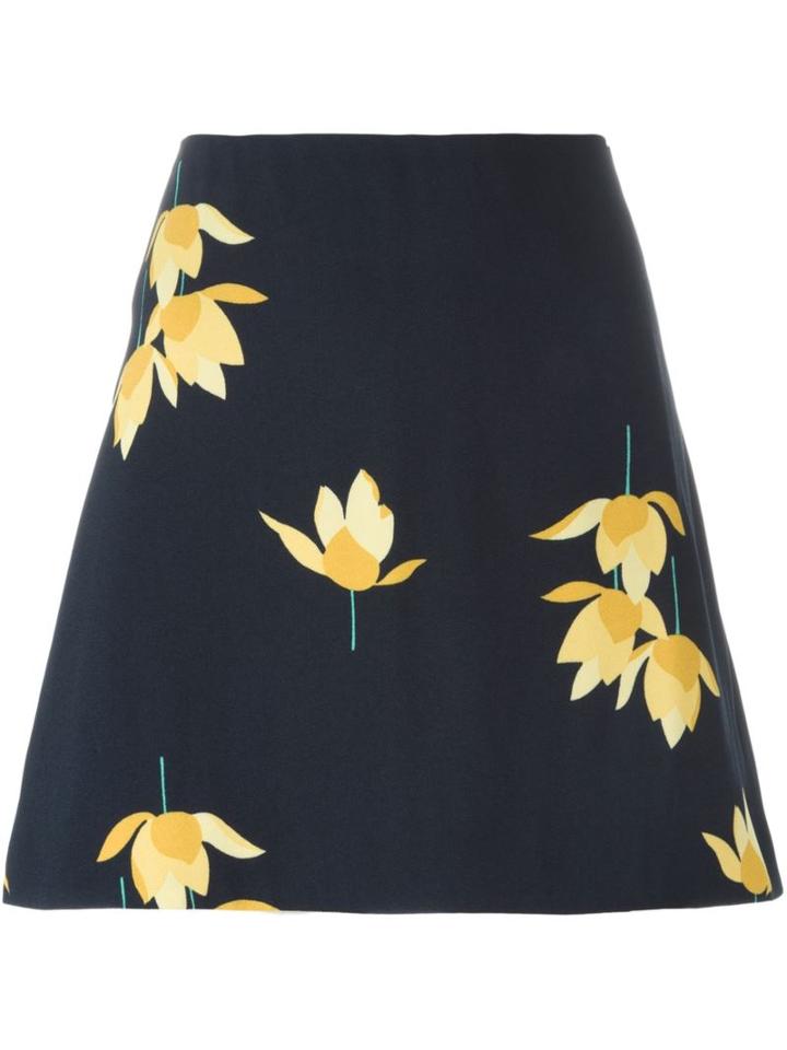 Marni Floral Print Skirt, Women's, Size: 38, Blue, Viscose
