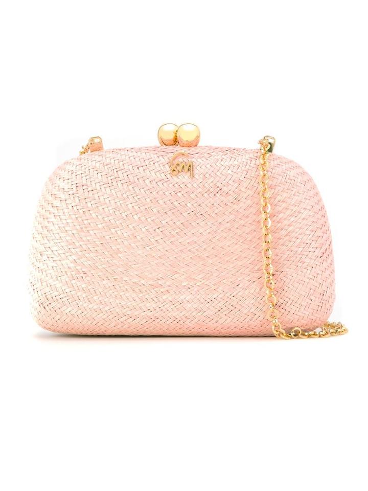 Serpui Woven Clutch, Women's, Pink/purple, Straw