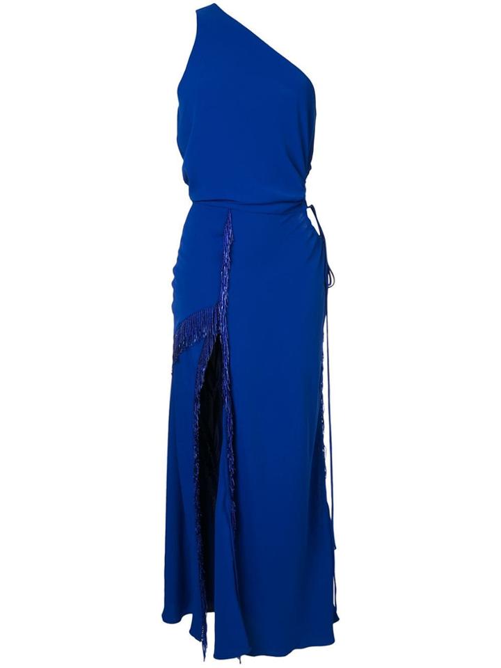 Christopher Esber Fringed Side Slit Evening Dress - Blue