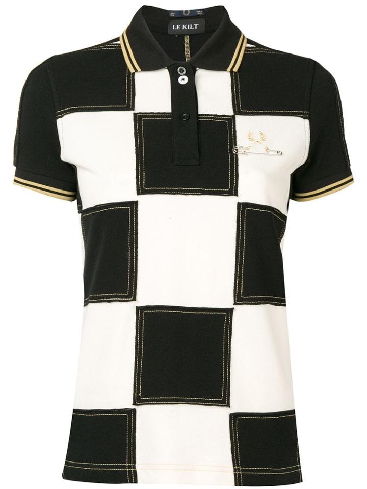 Le Kilt Patchwork Polo Top - Black