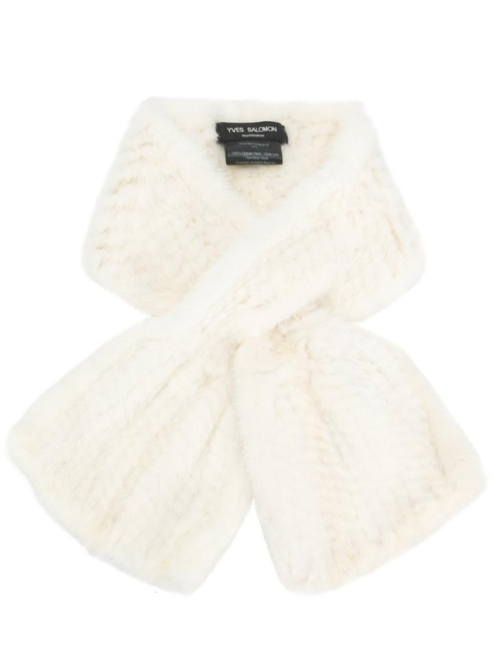 Yves Salomon Small Mink Fur Scarf - White