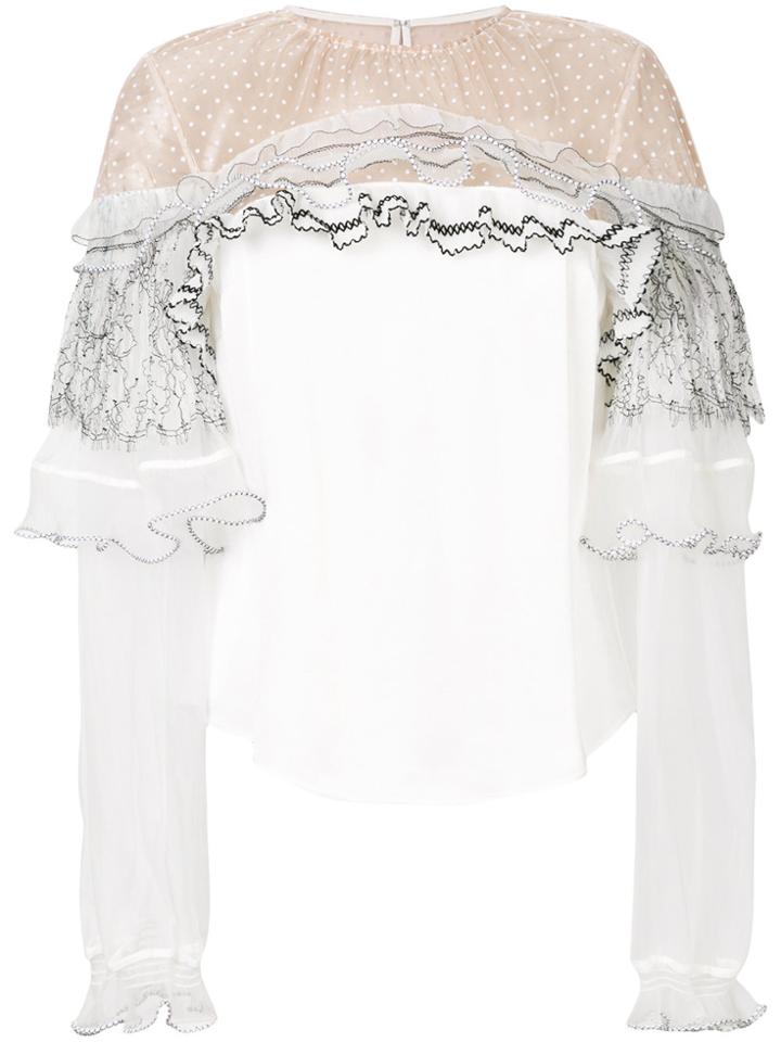 Self-portrait Lace Trim Blouse - White