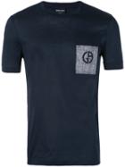 Giorgio Armani - Patch Pocket Logo T-shirt - Men - Silk/cotton/linen/flax/viscose - 46, Blue, Silk/cotton/linen/flax/viscose