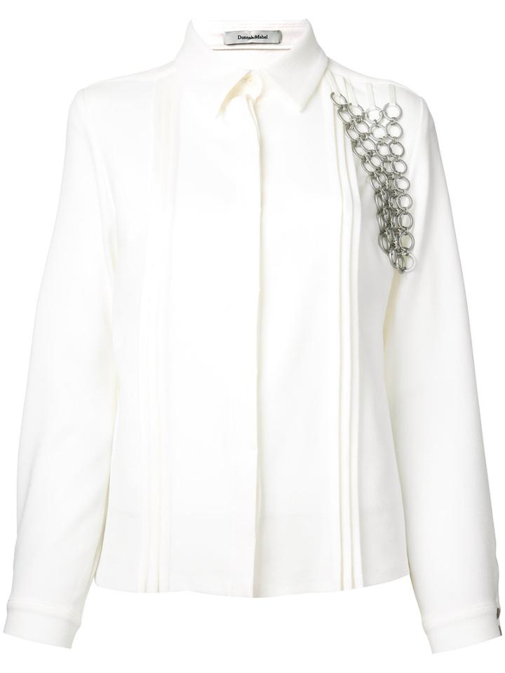 Donnah Mabel Chained Trim Shirt, Women's, Size: 0, White, Polyester