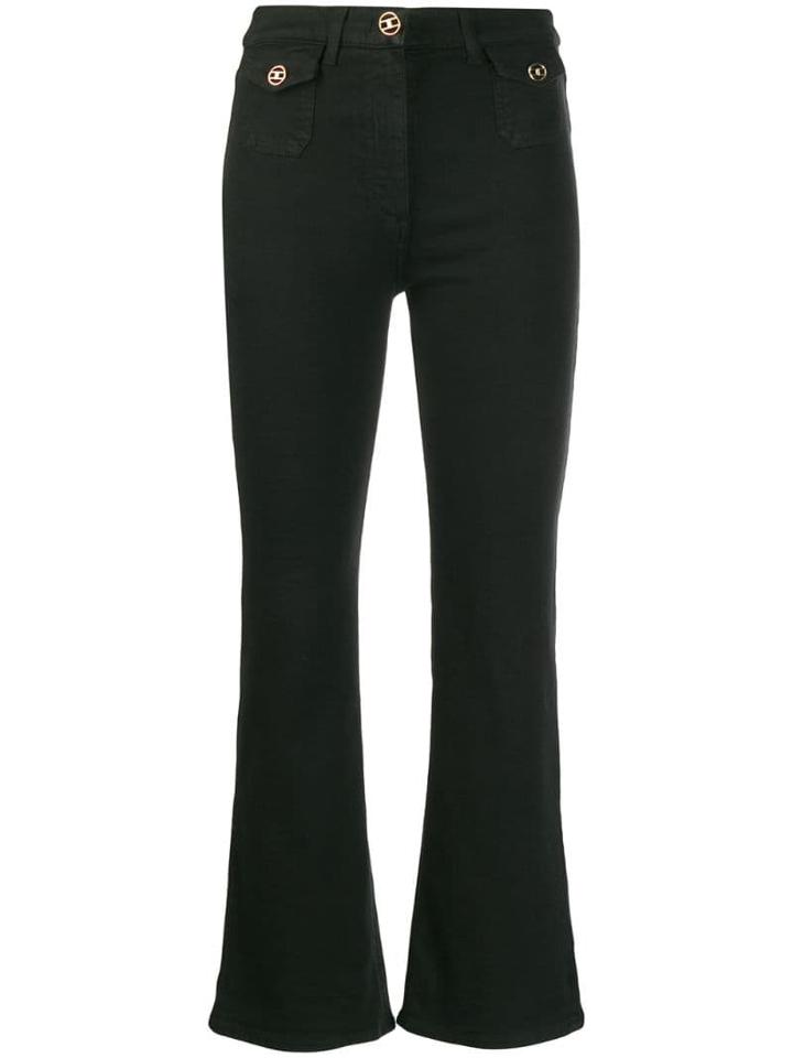Elisabetta Franchi Cropped Flared Jeans - Black