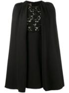 Giambattista Valli Macrame Lace Cape Dress, Women's, Size: 44, Black, Cotton/viscose/polyamide/silk