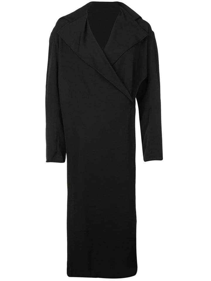 Yohji Yamamoto Long Asymmetric Wrap Shirt - Black