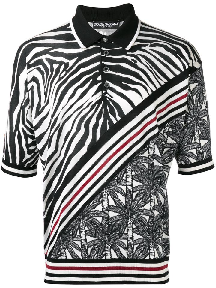Dolce & Gabbana Zebra Stripe Polo Shirt - Black