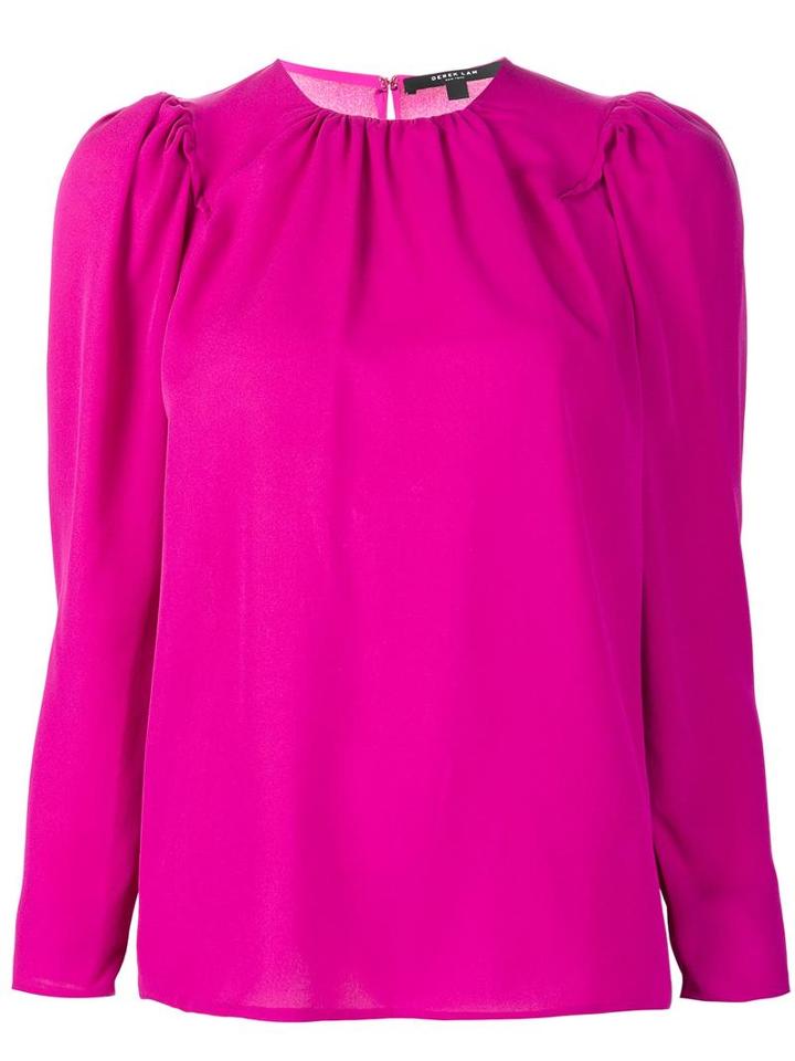 Derek Lam Puff Sleeve Blouse, Women's, Size: 38, Pink/purple, Silk
