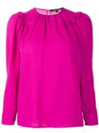 Derek Lam Puff Sleeve Blouse, Women's, Size: 38, Pink/purple, Silk