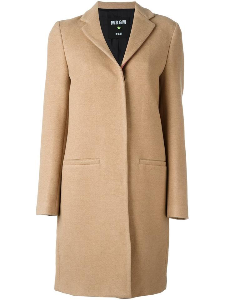 Msgm Classic Coat, Women's, Size: 40, Nude/neutrals, Cotton/polyamide/viscose/virgin Wool