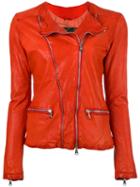 Giorgio Brato Zip Up Jacket, Women's, Size: 40, Red, Leather/cotton/nylon