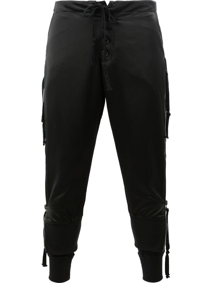 Greg Lauren Side Zip Lounge Pants, Men's, Size: 3, Black, Cotton/rayon/satin