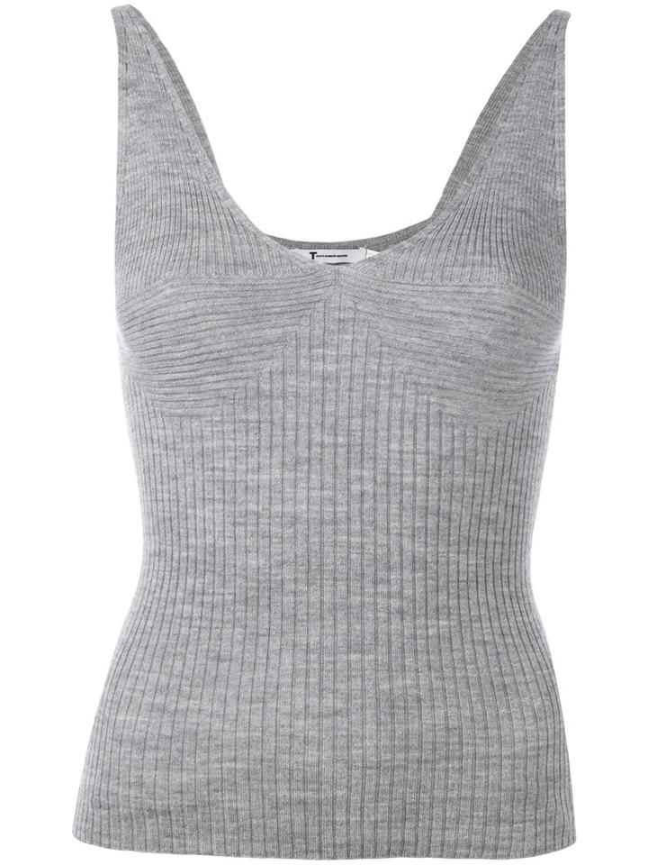 T By Alexander Wang Variegated Knit Cropped Tank Top, Women's, Size: Medium, Grey, Merino