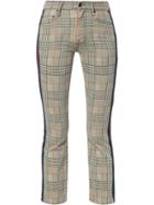 Mother Cropped Tartan Trousers - White
