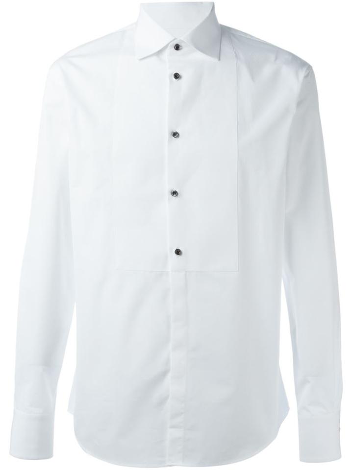 Dsquared2 Bib Detail Shirt, Men's, Size: 48, White, Cotton