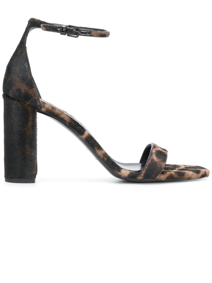 Saint Laurent Lou Lou Leopard Sandals - Brown