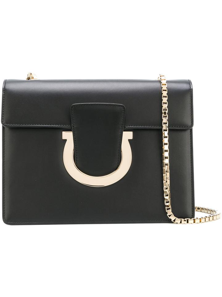 Salvatore Ferragamo - Gancio Shoulder Bag - Women - Calf Leather - One Size, Black, Calf Leather