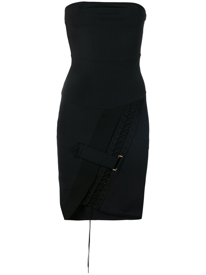 Alexandre Vauthier Lace Up And Buckle Detail Mini Dress - Black