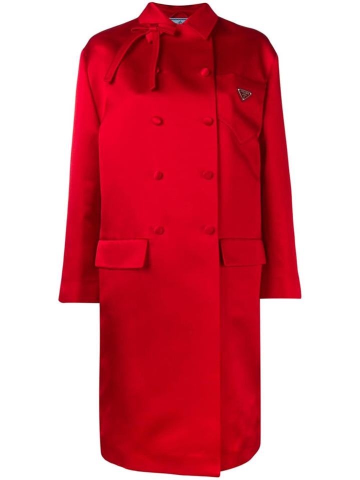Prada Double Breasted Coat - Red