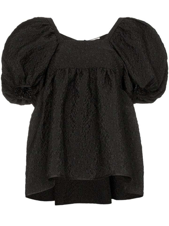 Cecilie Bahnsen Puff-sleeve Textured Top - Black