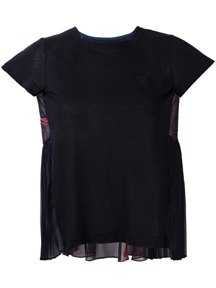 Sacai - Chiffon Panelled Top - Women - Linen/flax/polyester - 2, Women's, Blue, Linen/flax/polyester