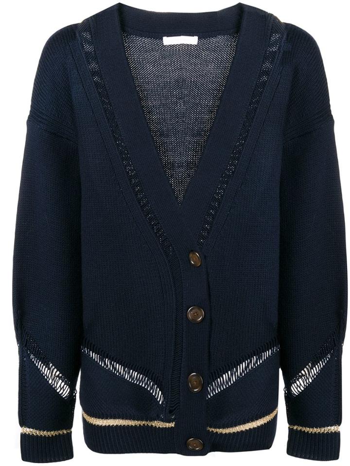 See By Chloé Knit V-neck Cardigan - Blue